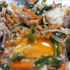 豚小間切れ肉でプルコギ丼